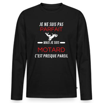 je ne suis pas parfait motard - T-shirt manches longues Premium bio Homme - noir - Devant - Nico (187cm)
