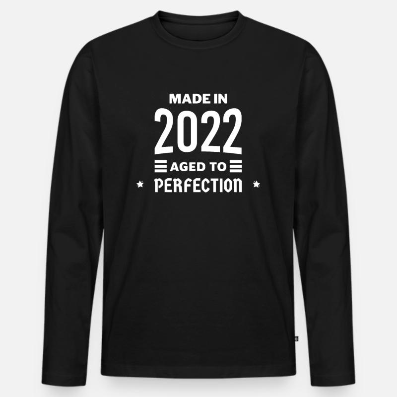 Perfekt gealtert 2022 - Männer Premium Bio Langarmshirt - Schwarz