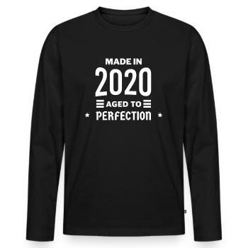 Perfekt gealtert 2020 - Männer Premium Bio Langarmshirt - Schwarz - Vorne - Nico (187cm)