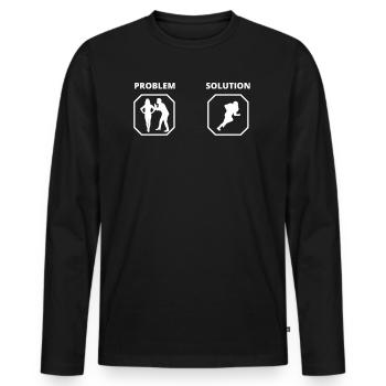 PROBLEM SOLUTION Rugby - T-shirt manches longues Premium bio Homme - noir - Devant - Nico (187cm)