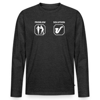 PROBLEM SOLUTION SAXOPHONE - T-shirt manches longues Premium bio Homme - anthracite chiné - Devant - Nico (187cm)
