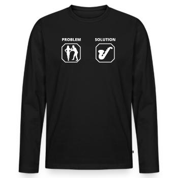 PROBLEM SOLUTION SAXOPHON - Männer Premium Bio Langarmshirt - Schwarz - Vorne - Nico (187cm)