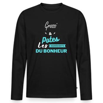 potes les ingrédients du bonheur Grossi - T-shirt manches longues Premium bio Homme - noir - Devant - Nico (187cm)