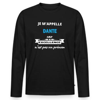 Je m'appelle excellence Dante - T-shirt manches longues Premium bio Homme - noir - Devant - Nico (187cm)