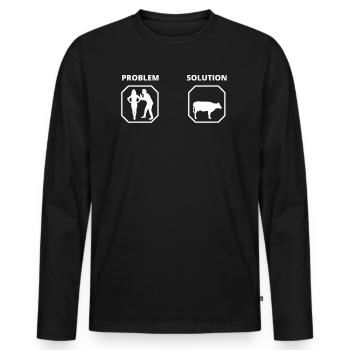 PROBLEM SOLUTION viande - T-shirt manches longues Premium bio Homme - noir - Devant - Nico (187cm)