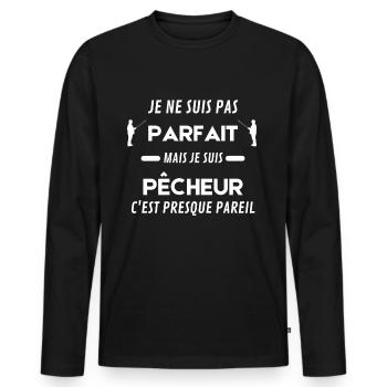 je ne suis pas parfait pêcheur - T-shirt manches longues Premium bio Homme - noir - Devant - Nico (187cm)