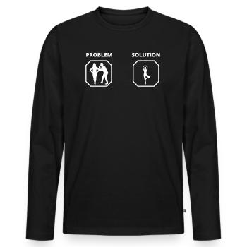 PROBLEM SOLUTION yoga - T-shirt manches longues Premium bio Homme - noir - Devant - Nico (187cm)