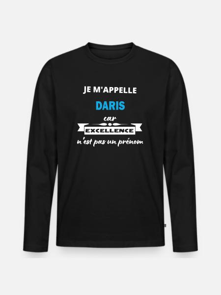 Je m'appelle excellence Daris - T-shirt manches longues Premium bio Homme - noir