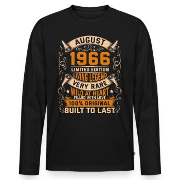 Birthday Legends 100% Original August 1966 - Männer Premium Bio Langarmshirt - Schwarz - Vorne - Nico (187cm)