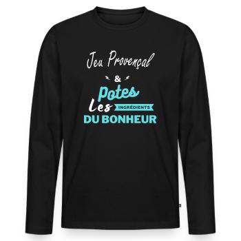 potes les ingrédients du bonheur Jeu Provençal - T-shirt manches longues Premium bio Homme - noir - Devant - Nico (187cm)