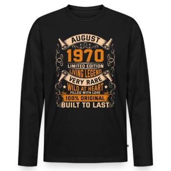 Birthday Legends 100% Original Août 1970 - T-shirt manches longues Premium bio Homme - noir - Devant - Nico (187cm)