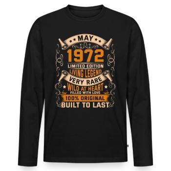 Légendes d’anniversaire 100% originales mai 1972 - T-shirt manches longues Premium bio Homme - noir - Devant - Nico (187cm)
