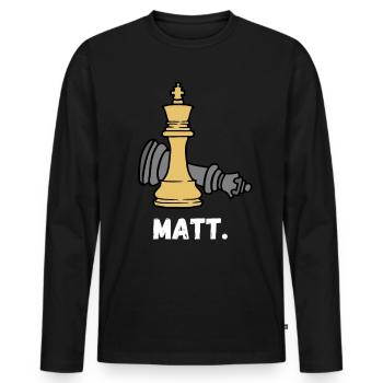 Schach Spruch Geschenk Schachmatt Queens Gambit - Männer Premium Bio Langarmshirt - Schwarz - Vorne - Nico (187cm)