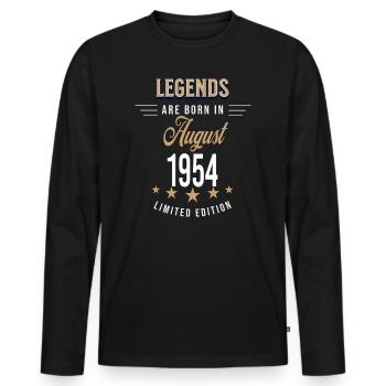 Legends werden im August 1954 geboren - Männer Premium Bio Langarmshirt - Schwarz - Vorne - Nico (187cm)