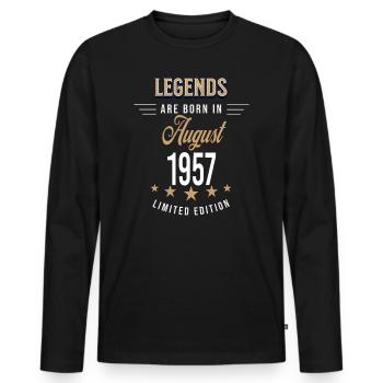 Legenden werden im August 1957 geboren - Männer Premium Bio Langarmshirt - Schwarz - Vorne - Nico (187cm)