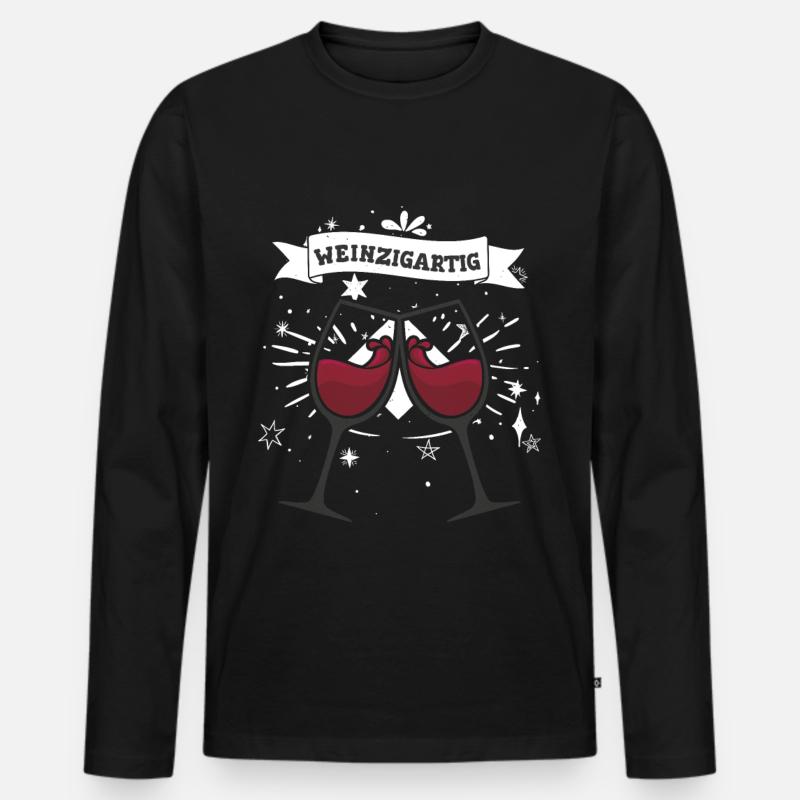 Weinzigartig - Männer Premium Bio Langarmshirt - Schwarz