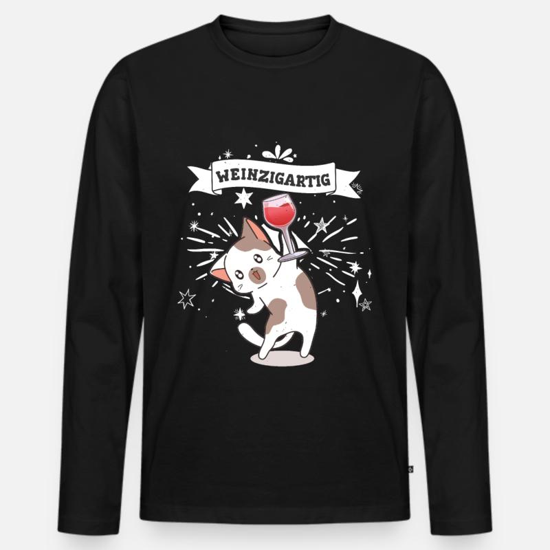 Weinzigartig - Männer Premium Bio Langarmshirt - Schwarz