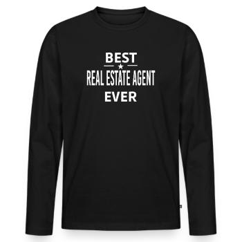 Best Ever REAL ESTATE AGENT - Men's Premium Organic Long Sleeve Shirt - black - Front - Nico (187cm)