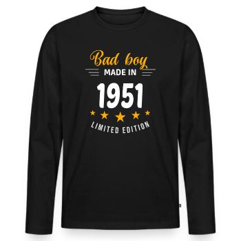 Bad boy réalisé en 1951 - T-shirt manches longues Premium bio Homme - noir - Devant - Nico (187cm)