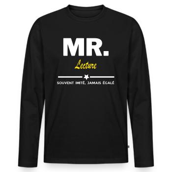 MR. souvent imité, jamais égalé Lecture - T-shirt manches longues Premium bio Homme - noir - Devant - Nico (187cm)