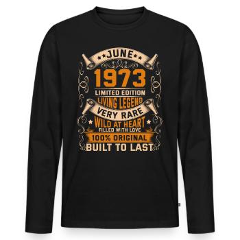 Birthday Legends 100% Original June 1973 - Men's Premium Organic Long Sleeve Shirt - black - Front - Nico (187cm)