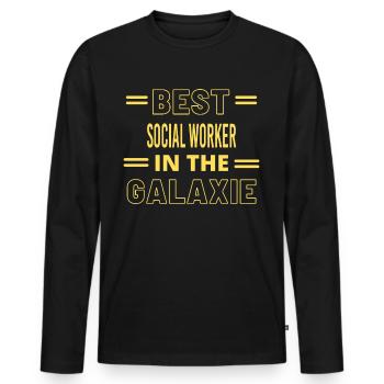 Best Ever IN THE GALAXIE SOCIAL WORKER - Men's Premium Organic Long Sleeve Shirt - black - Front - Nico (187cm)