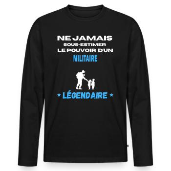 ne jamais sous estimer légendaire Militaire - T-shirt manches longues Premium bio Homme - noir - Devant - Nico (187cm)