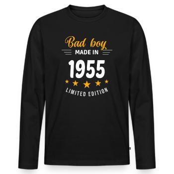 Bad boy réalisé en 1955 - T-shirt manches longues Premium bio Homme - noir - Devant - Nico (187cm)