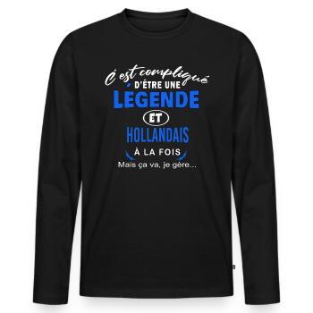 humour Légende et HOLLANDAIS cadeau - T-shirt manches longues Premium bio Homme - noir - Devant - Nico (187cm)