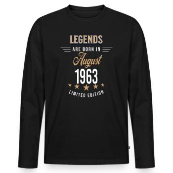 Legends werden im August 1963 geboren - Männer Premium Bio Langarmshirt - Schwarz - Vorne - Nico (187cm)