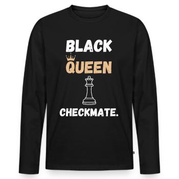 Schach Spruch Geschenk Schachmatt Queens Gambit - Männer Premium Bio Langarmshirt - Schwarz - Vorne - Nico (187cm)