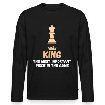 Schach Spruch Geschenk Schachmatt Queens Gambit - Männer Premium Bio Langarmshirt - Schwarz - Vorne - Nico (187cm)