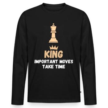 Chess Saying Gift Checkmate Queens Gambit - Men's Premium Organic Long Sleeve Shirt - black - Front - Nico (187cm)