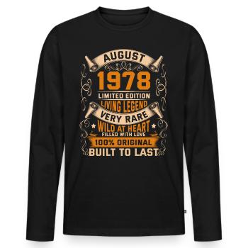Birthday Legends 100% Original August 1978 - Männer Premium Bio Langarmshirt - Schwarz - Vorne - Nico (187cm)