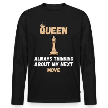 Chess Saying Gift Checkmate Queens Gambit - Men's Premium Organic Long Sleeve Shirt - black - Front - Nico (187cm)