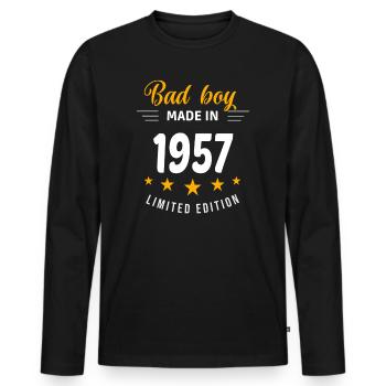 Bad boy réalisé en 1957 - T-shirt manches longues Premium bio Homme - noir - Devant - Nico (187cm)