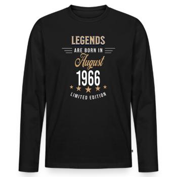 Legends werden im August 1966 geboren - Männer Premium Bio Langarmshirt - Schwarz - Vorne - Nico (187cm)
