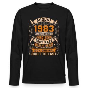 Birthday Legends 100% Original August 1983 - Männer Premium Bio Langarmshirt - Schwarz - Vorne - Nico (187cm)