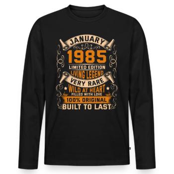 Birthday Legends 100% Original January 1985 - Männer Premium Bio Langarmshirt - Schwarz - Vorne - Nico (187cm)