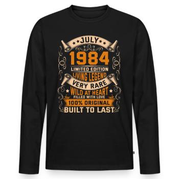 Birthday Legends 100% Original July 1984 - Männer Premium Bio Langarmshirt - Schwarz - Vorne - Nico (187cm)