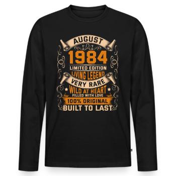 Birthday Legends 100% Original August 1984 - Männer Premium Bio Langarmshirt - Schwarz - Vorne - Nico (187cm)