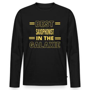 Meilleur SAXOPHONISTE DE TOUS LES TEMPS DANS LA GALAXIE - T-shirt manches longues Premium bio Homme - noir - Devant - Nico (187cm)
