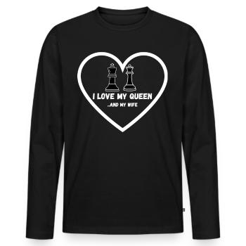 Chess Saying Gift Relation Queens Gambit - T-shirt manches longues Premium bio Homme - noir - Devant - Nico (187cm)