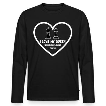Schach Geschenk Beziehung Queens Gambit - Männer Premium Bio Langarmshirt - Schwarz - Vorne - Nico (187cm)