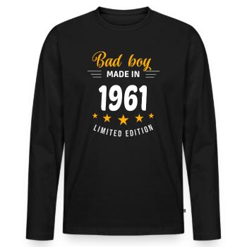 Bad boy réalisé en 1961 - T-shirt manches longues Premium bio Homme - noir - Devant - Nico (187cm)