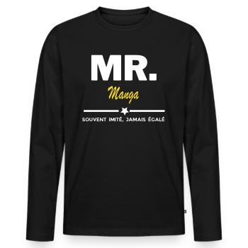 MR. souvent imité, jamais égalé Manga - T-shirt manches longues Premium bio Homme - noir - Devant - Nico (187cm)