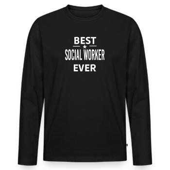 Best Ever SOCIAL WORKER - Men's Premium Organic Long Sleeve Shirt - black - Front - Nico (187cm)