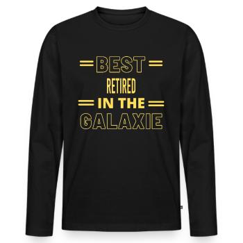 Best Ever IN THE GALAXIE RETIRED - Männer Premium Bio Langarmshirt - Schwarz - Vorne - Nico (187cm)