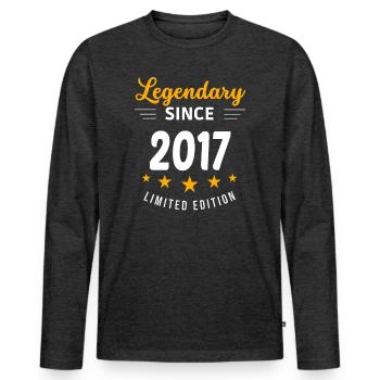 Legendary since 2017 - Men's Premium Organic Long Sleeve Shirt - heather anthracite - Front - Nico (187cm)