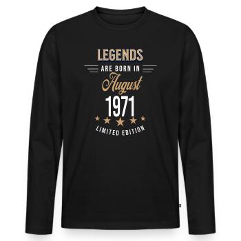 Legends werden im August 1971 geboren - Männer Premium Bio Langarmshirt - Schwarz - Vorne - Nico (187cm)